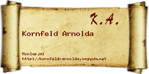 Kornfeld Arnolda névjegykártya